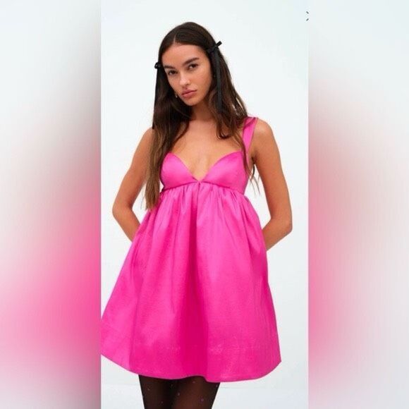 NWT For Love & Lemons Selena Mini Dress In Pink Size Small $249 MSRP - Picture 5 of 11
